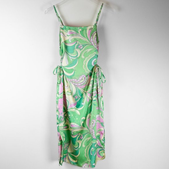 Christian Lacroix Dresses & Skirts - Christian Lacroix Slip Dress Sleeveless Paisley Print Cutouts Green Small New